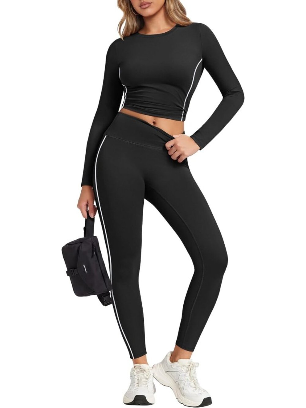 Stylish Women's 2-Piece Workout Set - Fitness Leggings with Pockets, Activewear